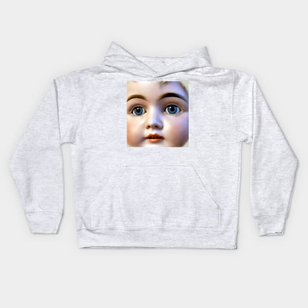 Doll face with fixed blue eyes: Eternal childhood! Kids Hoodie by Marccelus